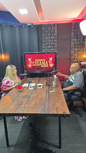 Gravação de podcast ao vivo no Estúdio Visionário